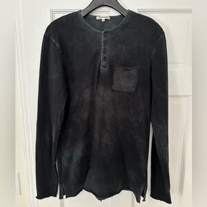 Cotton Citizen. Men’s Long Sleeve Henley. Medium. Vintage Black. 100% cotton